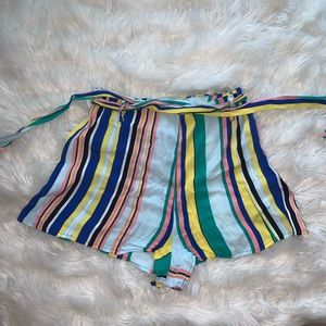 High-waist striped shorts